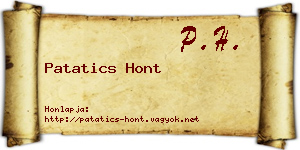 Patatics Hont névjegykártya